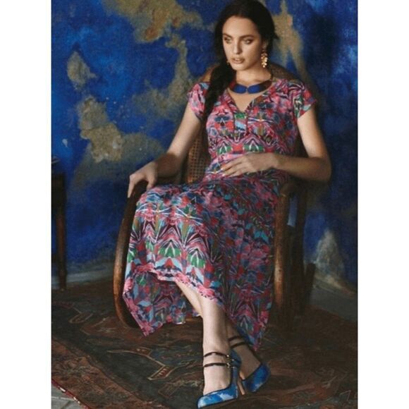 NEW Vanessa Virginia from Anthropologie Women’s 0 Beaded Mural Maxi Dress - Picture 1 of 10